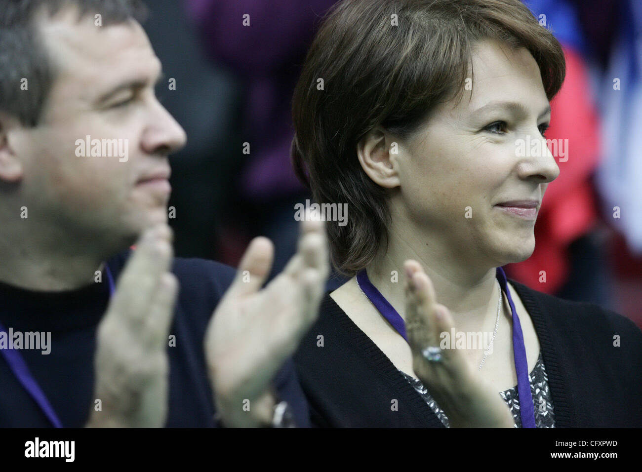 Former head of Yeltsin`s administration Valentin Yumashev and his wife Tatiana Dyachenko (daughter of Boris Yeltsin). Stock Photo